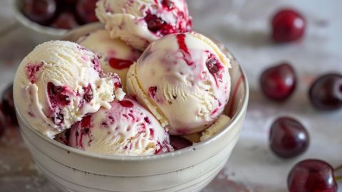 Homemade Cherry Vanilla Ice Cream