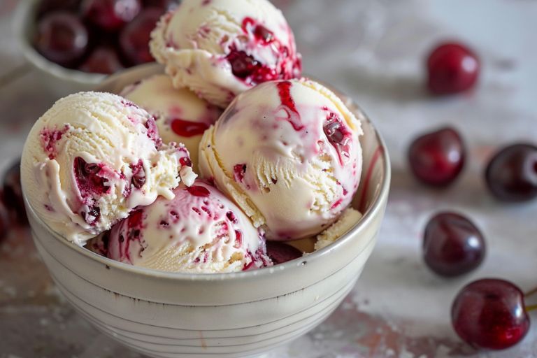 Homemade Cherry Vanilla Ice Cream