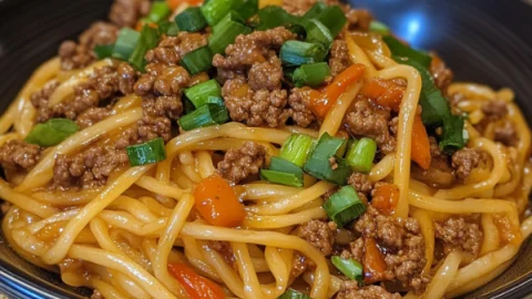 Best Mongolian Ground Beef Noodles