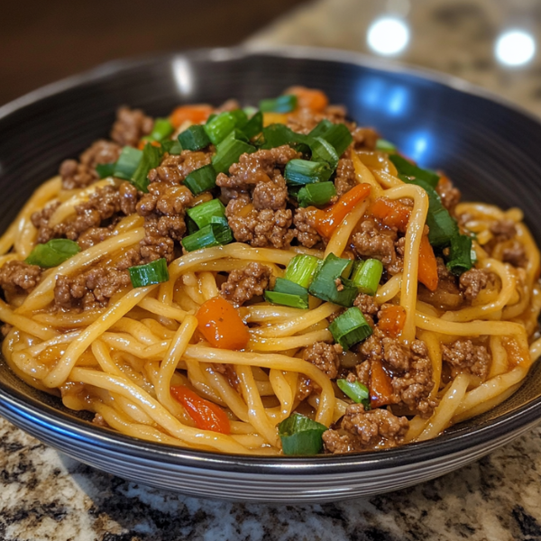 Best Mongolian Ground Beef Noodles