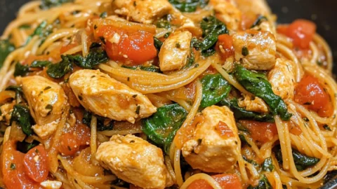 Tomato Spinach Chicken Spaghetti Recipe