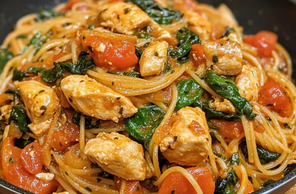 Tomato Spinach Chicken Spaghetti Recipe