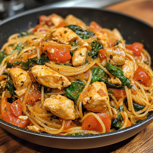 Tomato Spinach Chicken Spaghetti Recipe