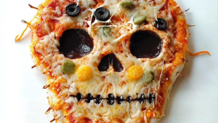 Cheesy Halloween Pizza Skulls