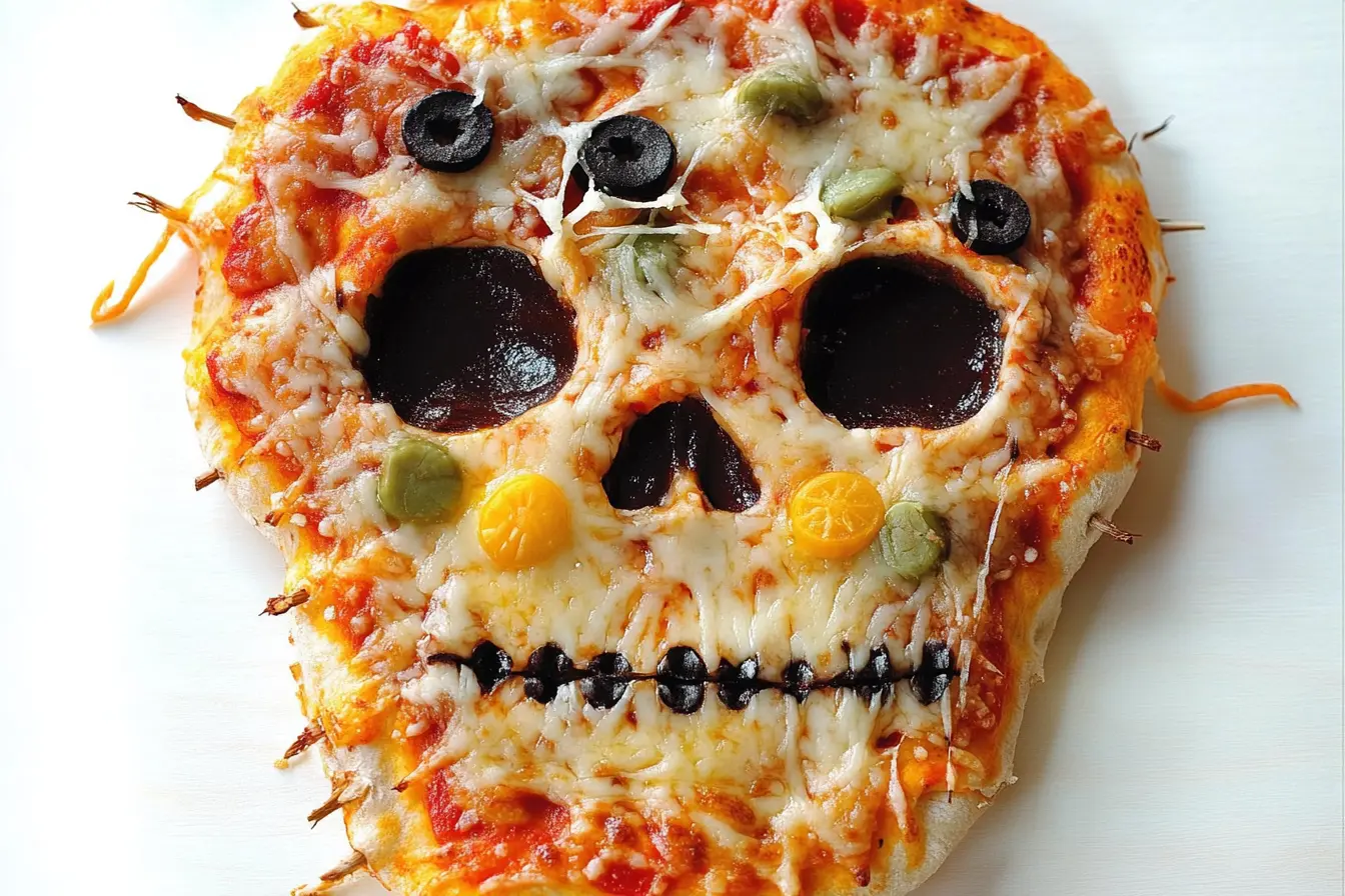 Cheesy Halloween Pizza Skulls