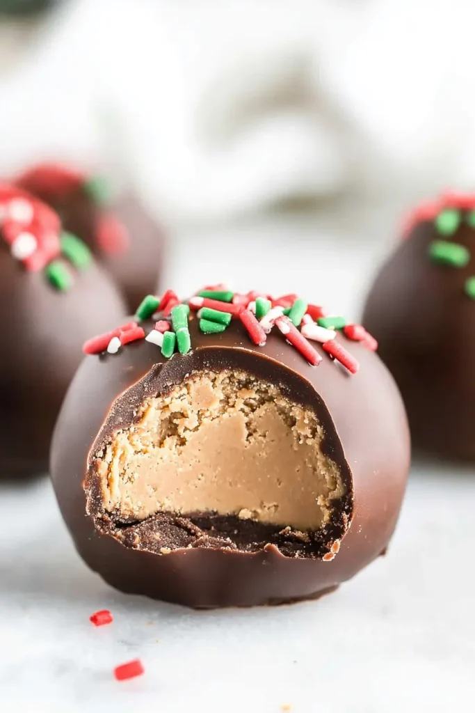 Quick and Delicious Peanut Butter Balls with sprinkles