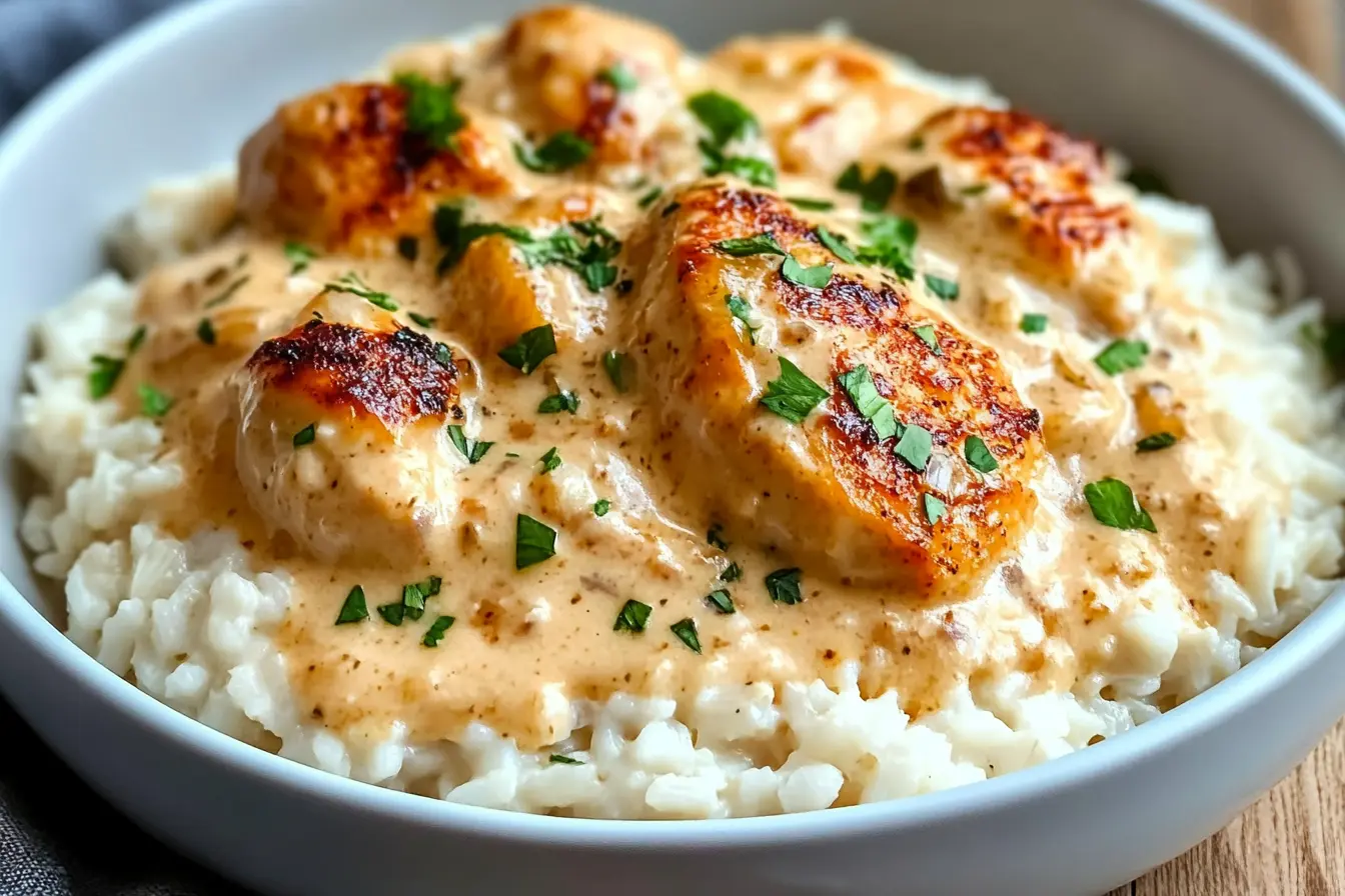 Creamy Smothered Chicken and Rice