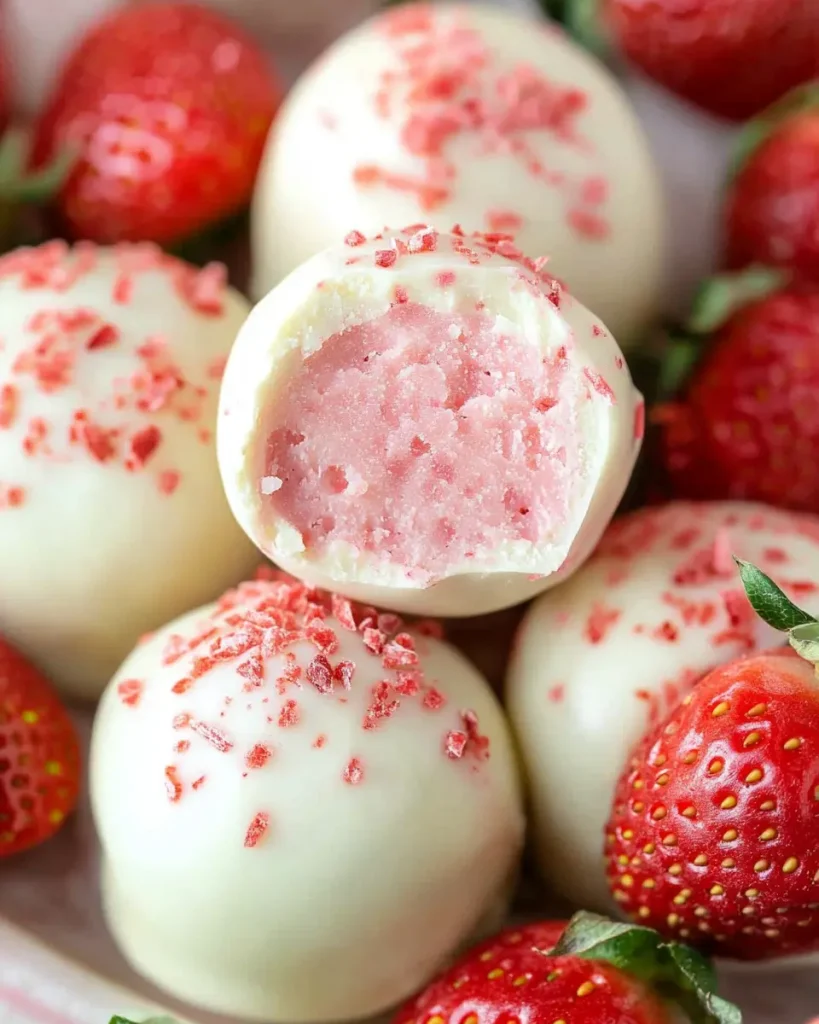 White Chocolate Strawberry Truffles