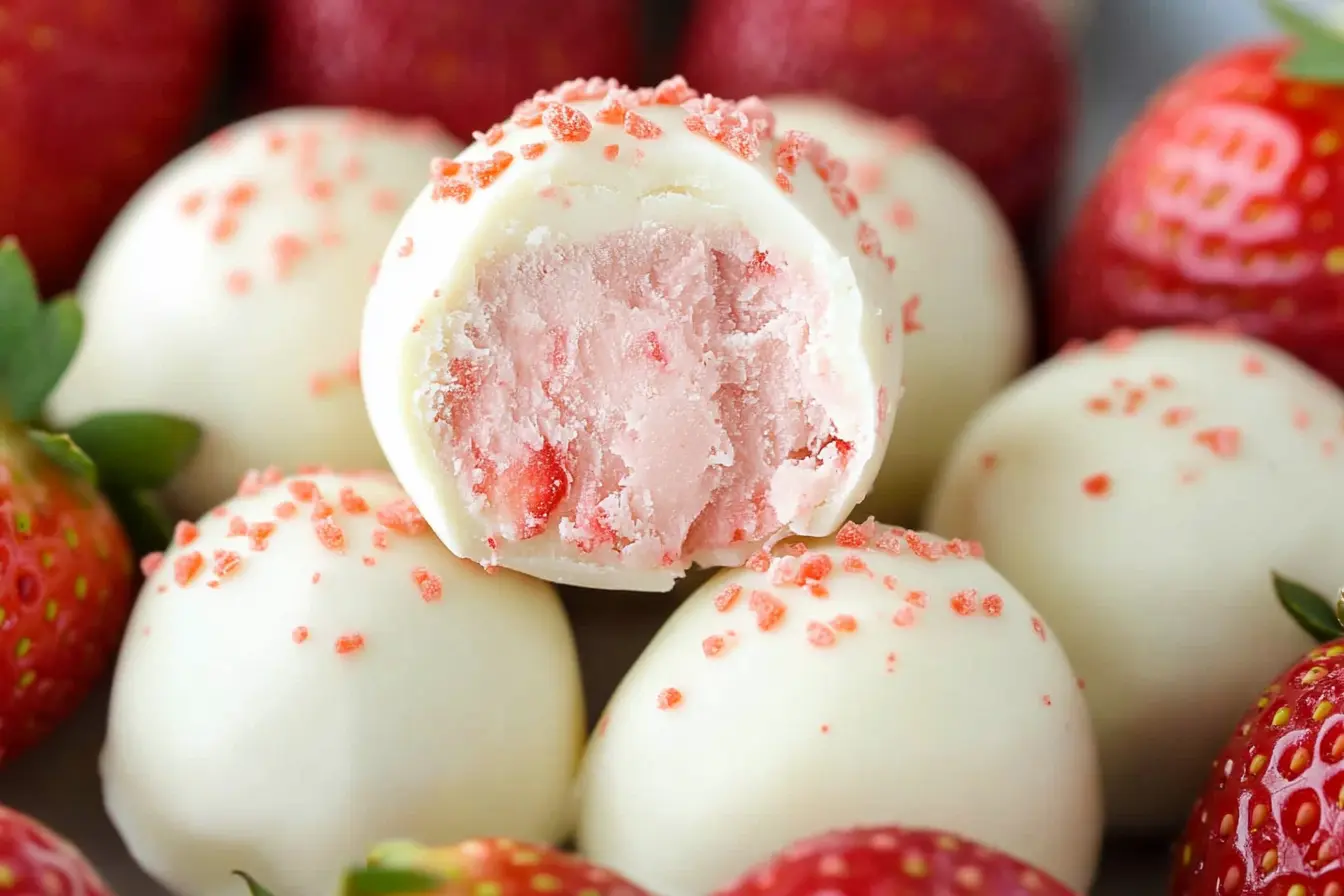 White Chocolate Strawberry Truffles