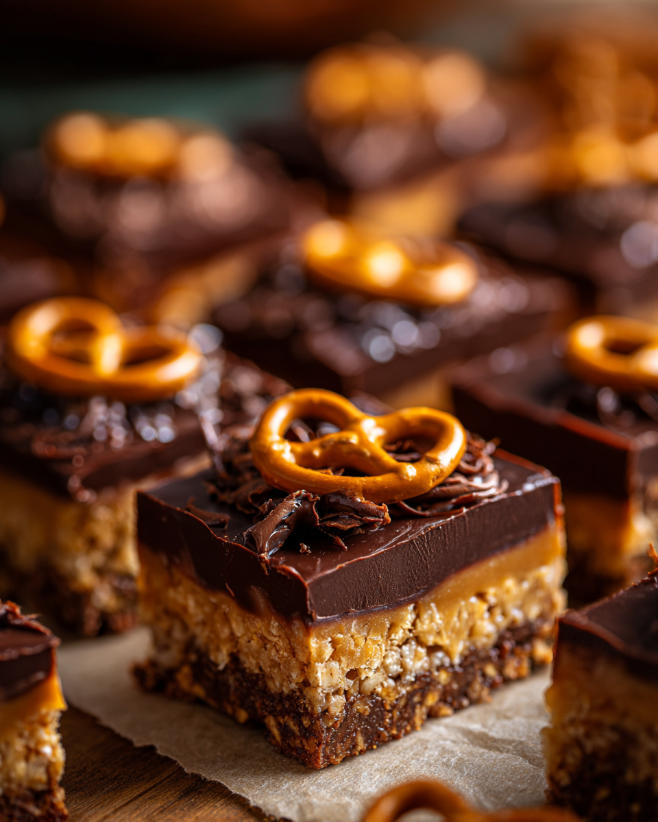 Chocolate Caramel Peanut Butter Pretzel Bars f4dcbfa6dbbd