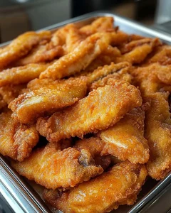Golden brown crispy fried fish fillet served with lemon wedges and dipping sauce