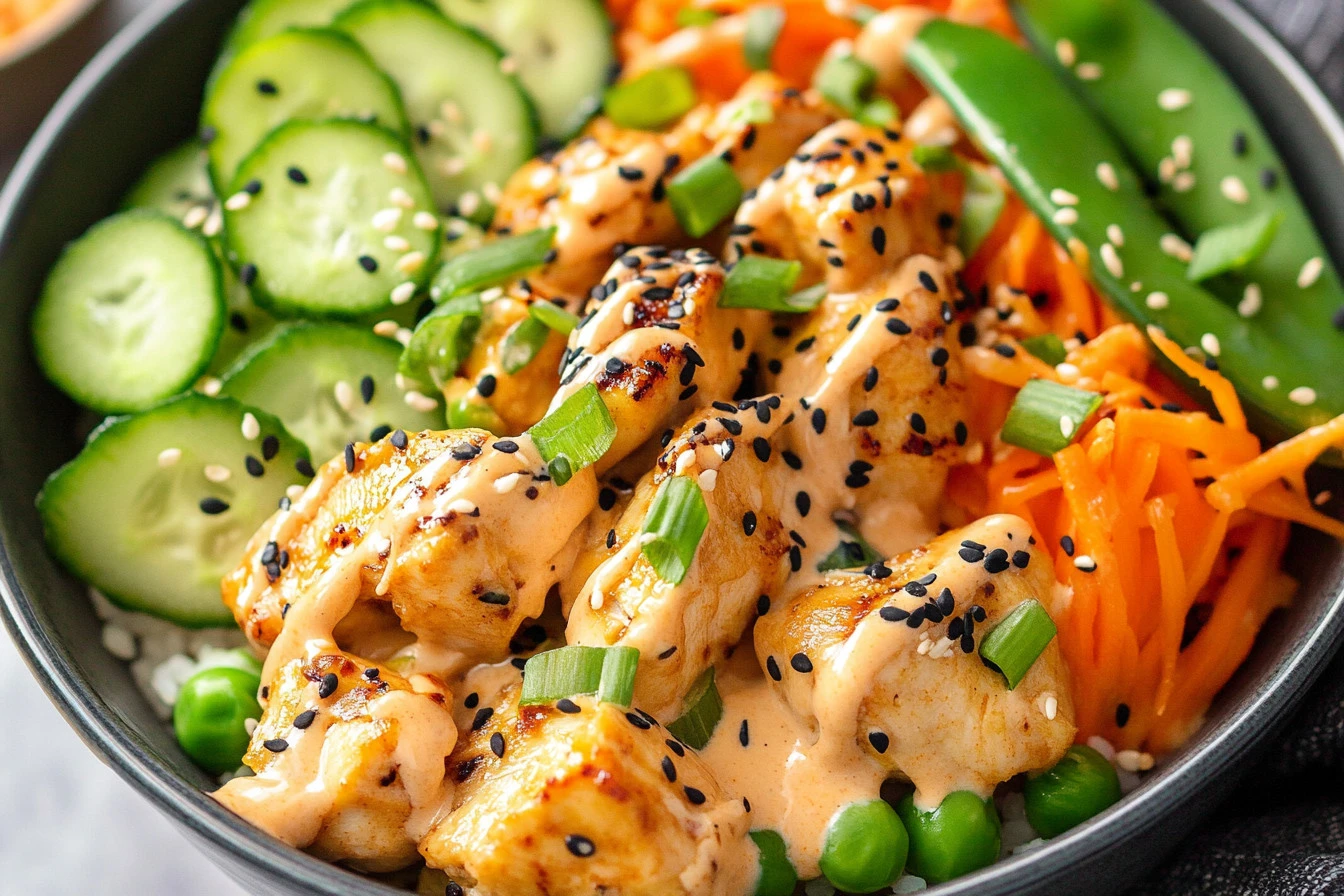 Delicious air fryer salmon bowls with fresh vegetables and grains