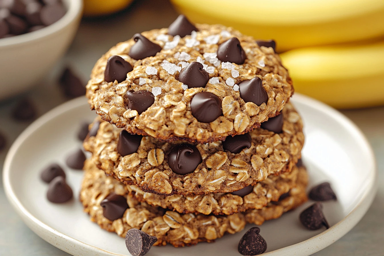 Baked banana oatmeal cookies on a cooling rack