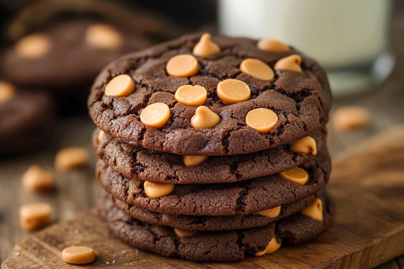Delicious chocolate peanut butter chip cookies on a plate