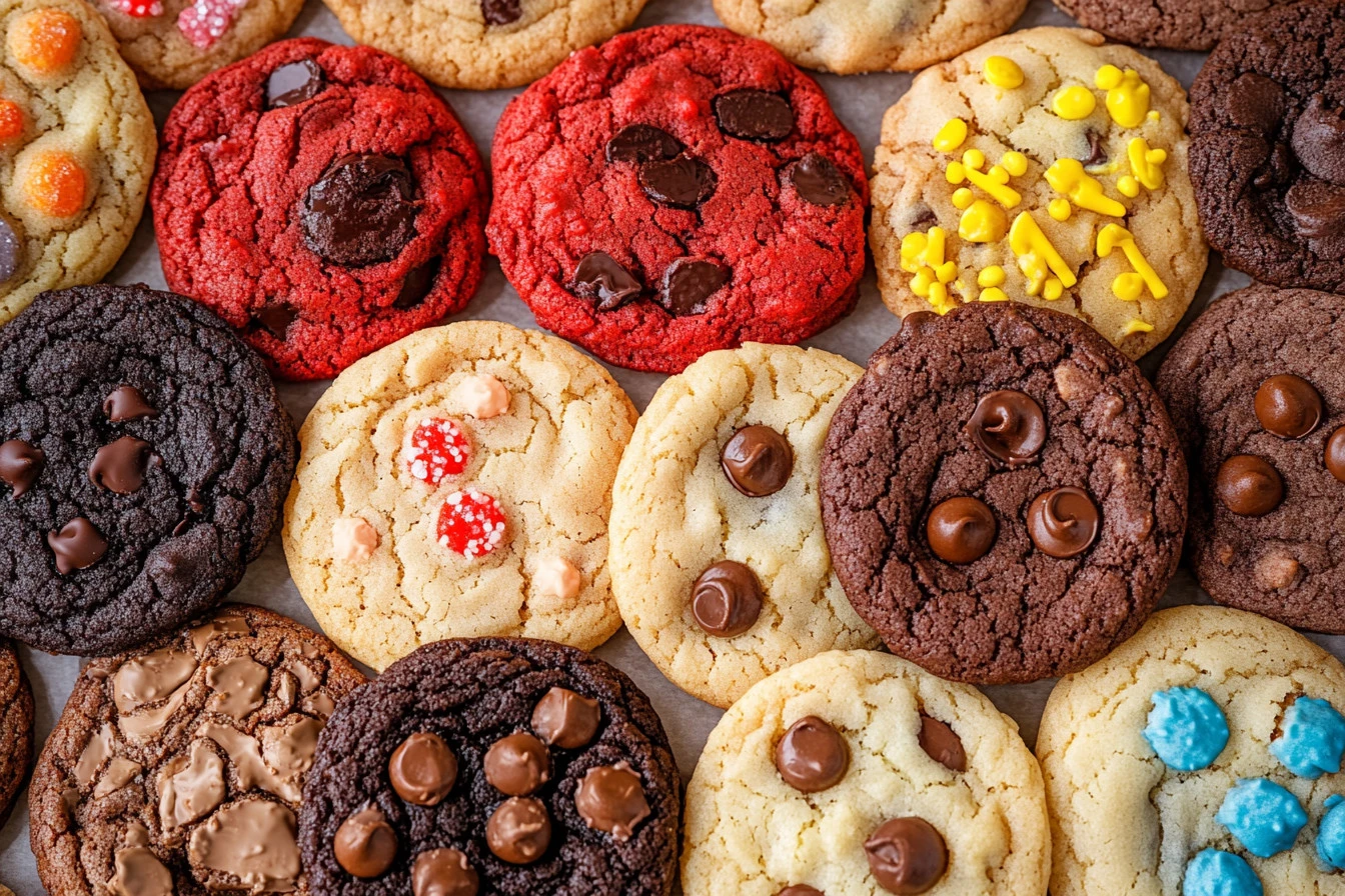 Plate of delightful cake mix cookies with sprinkles and chocolate chips