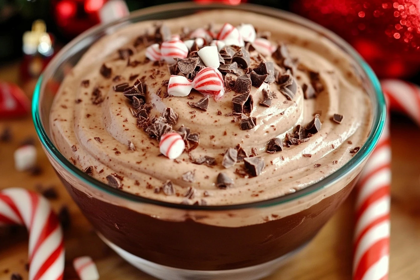 Delicious Peppermint Hot Chocolate Dip served with festive dippers.