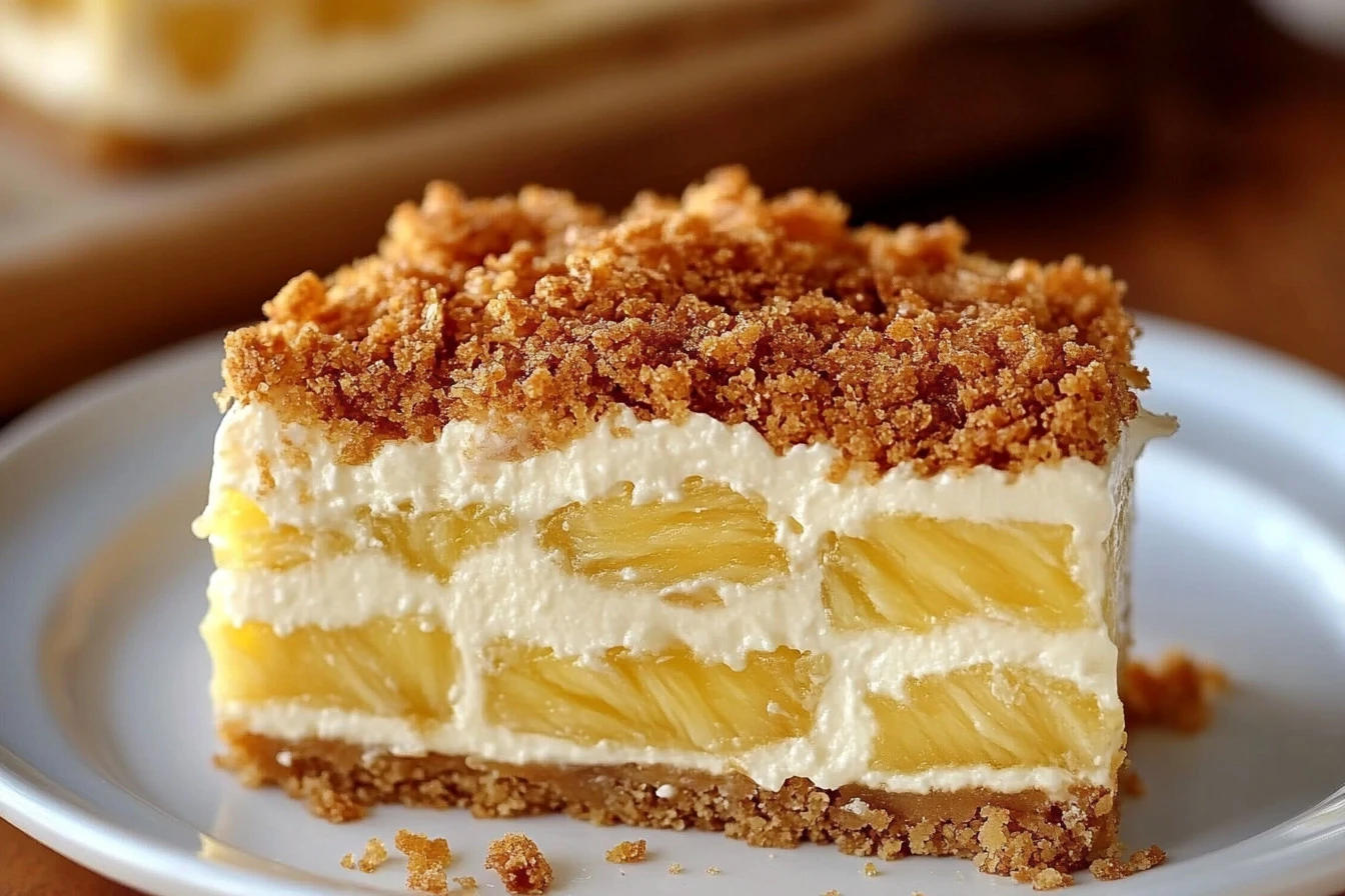 Delicious Pineapple Dream dessert with layers of pineapple and cream
