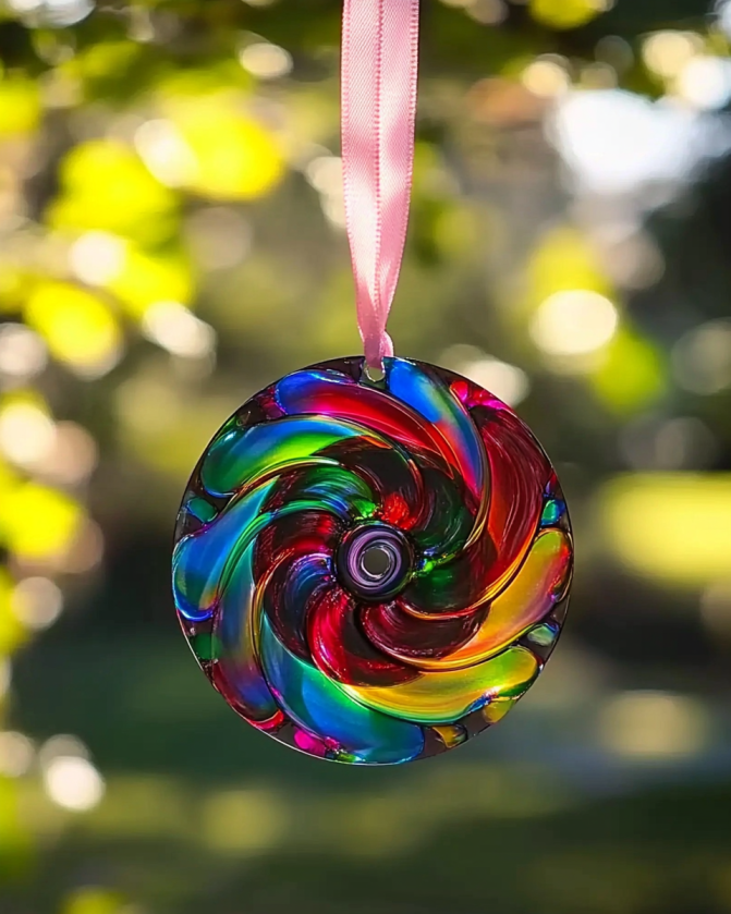 Kids’ art project showing a clear glue suncatcher drying on a paper plate.