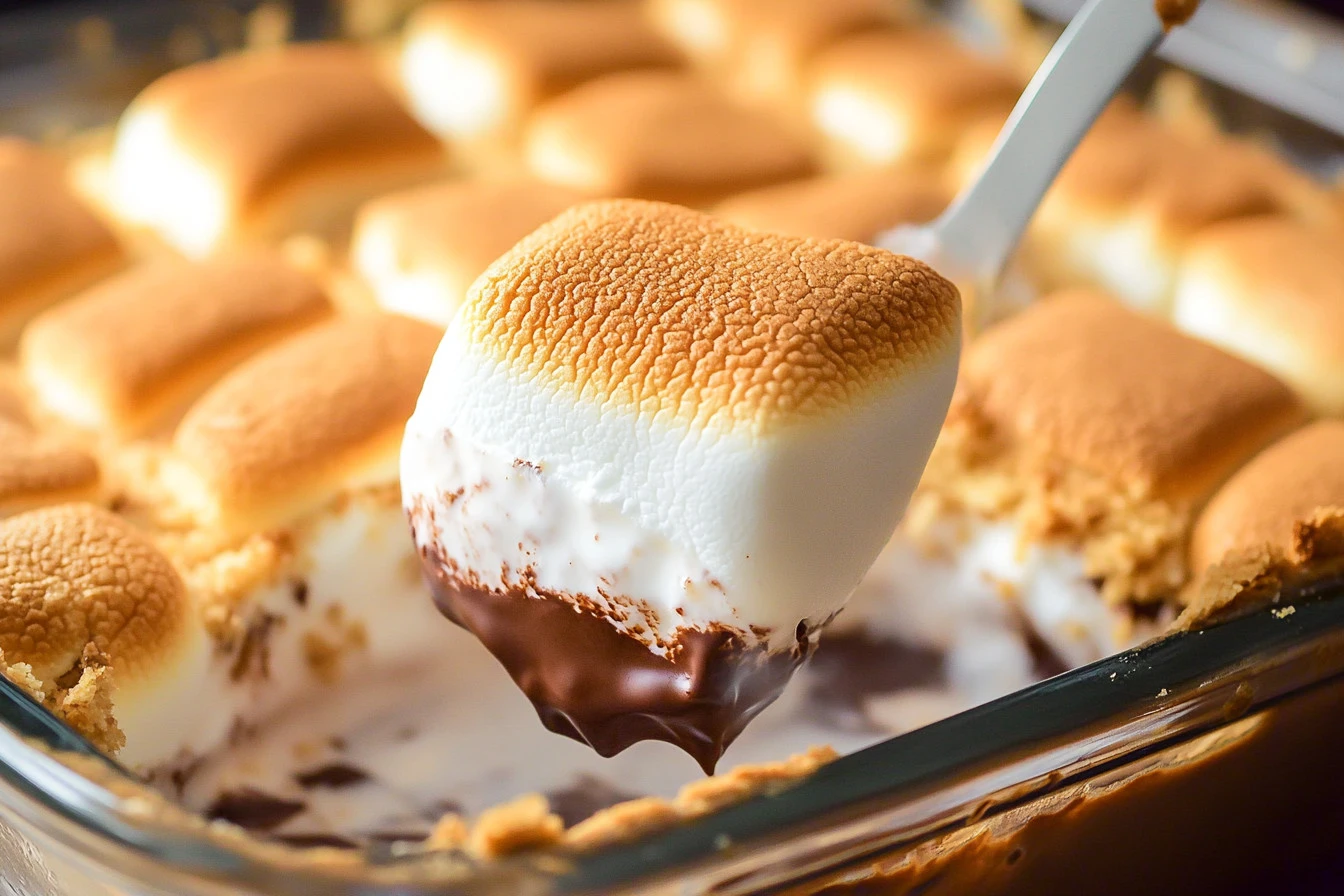 Delicious S'mores Dip served with graham crackers and chocolate
