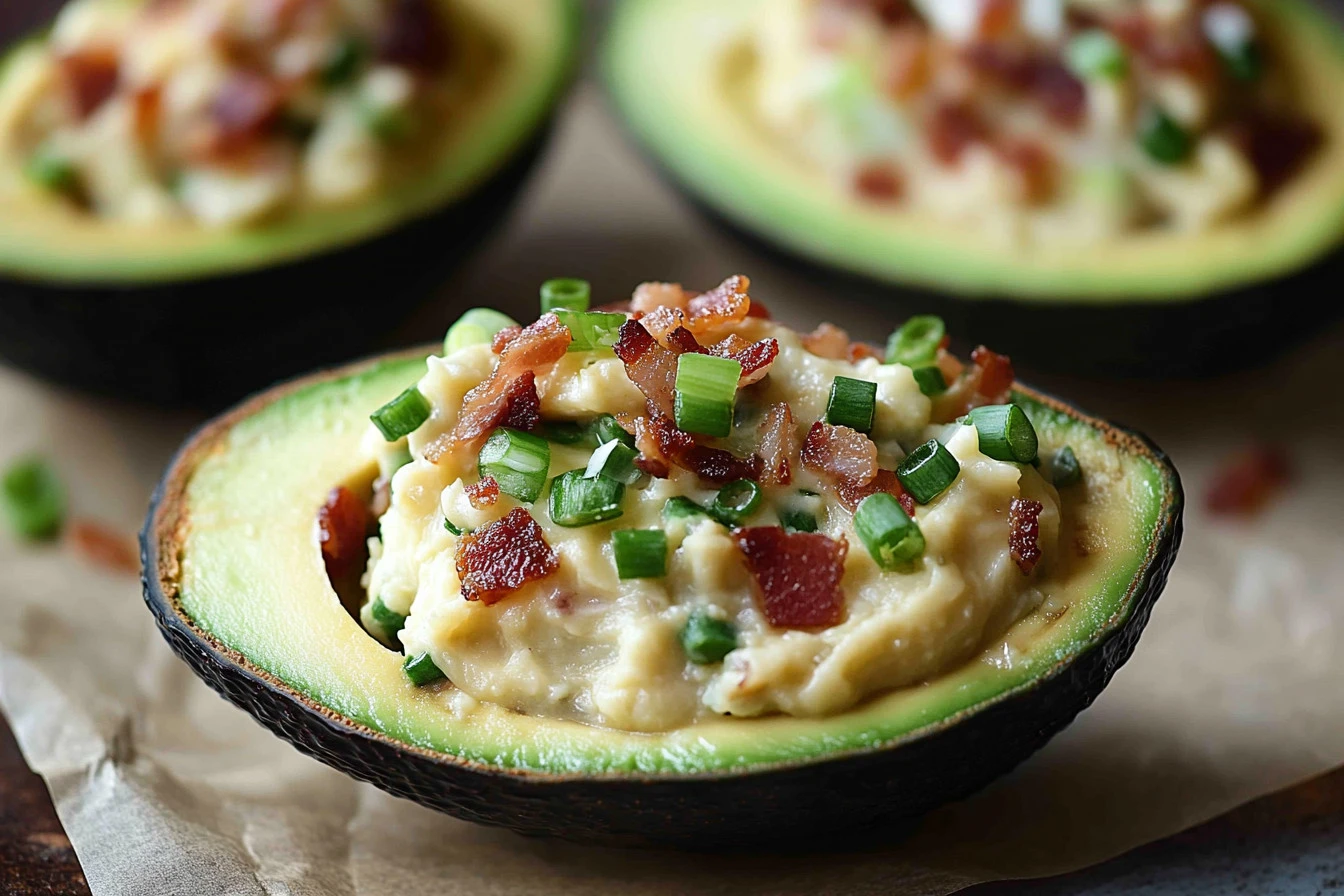 Tuna avocado dish with fresh ingredients and herbs garnished on a plate