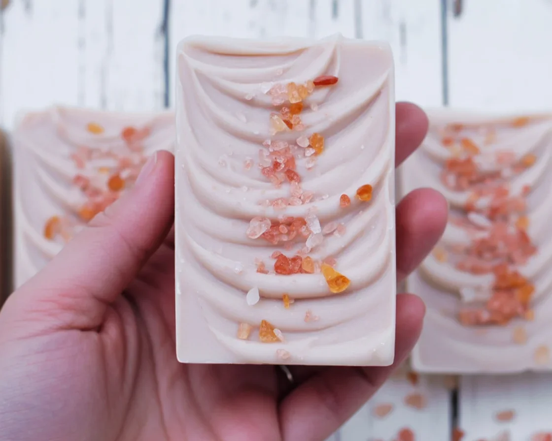 Himalayan pink salt dark chocolate bar with rich flavors and natural ingredients.