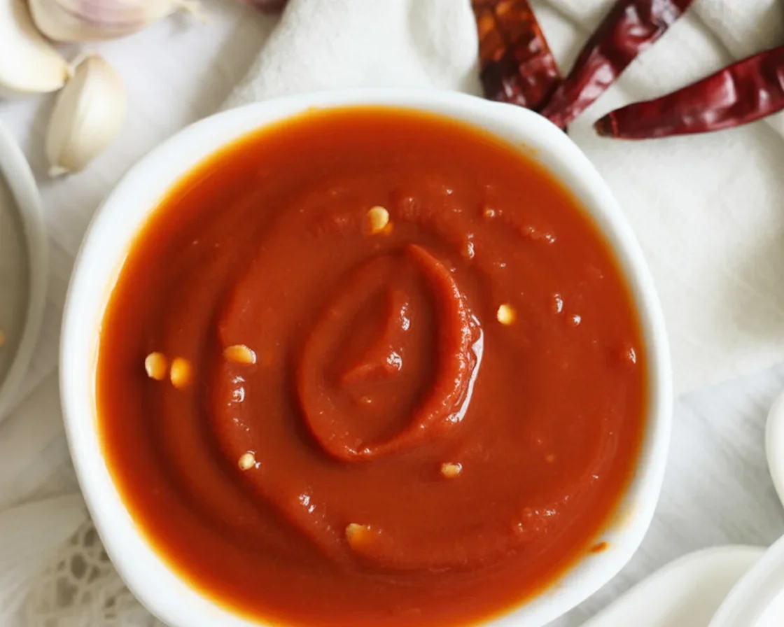 Homemade Red Hot Momos Chutney in a bowl, perfect for spicy momos.