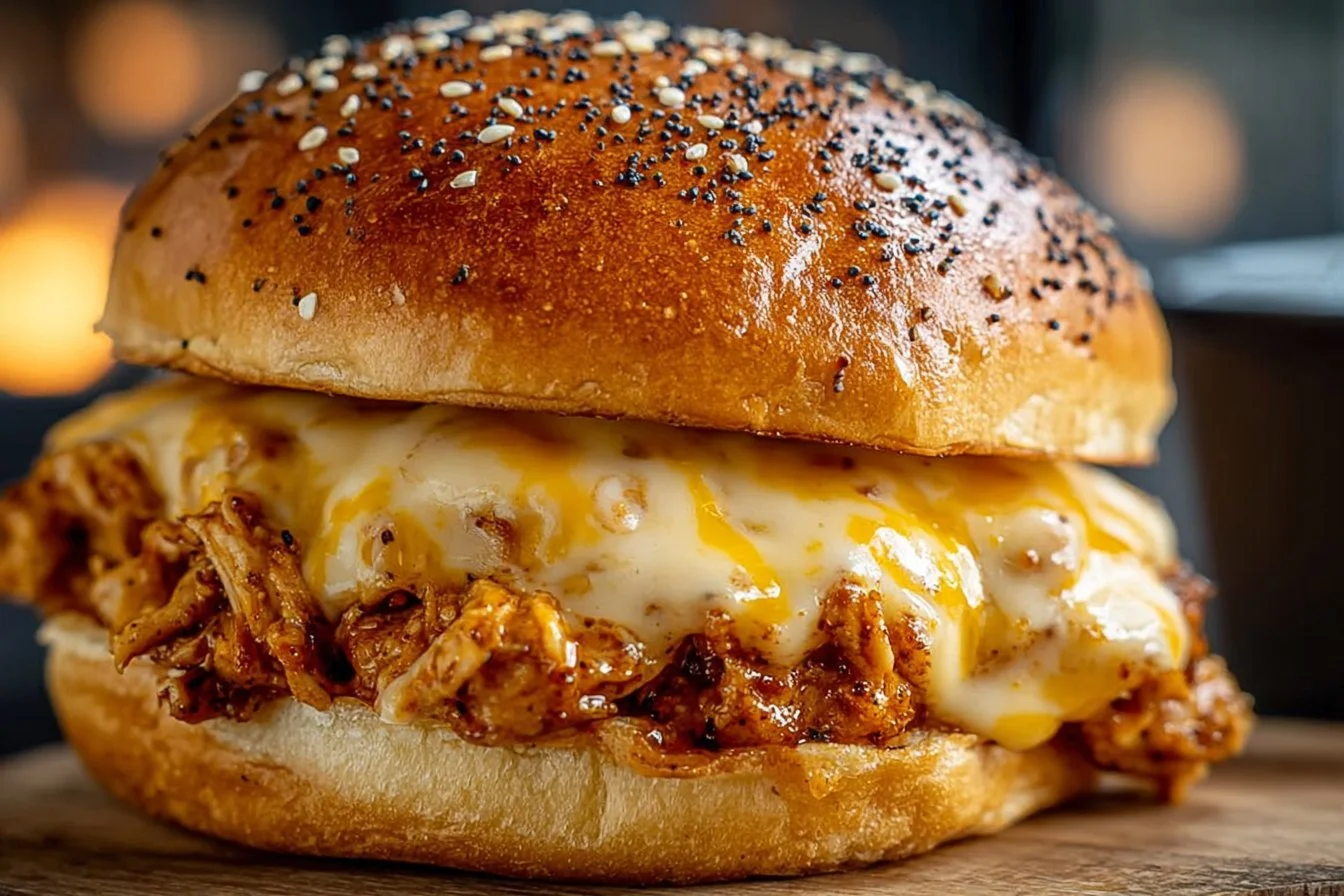 Cajun chicken sloppy joes served on a plate with fresh toppings