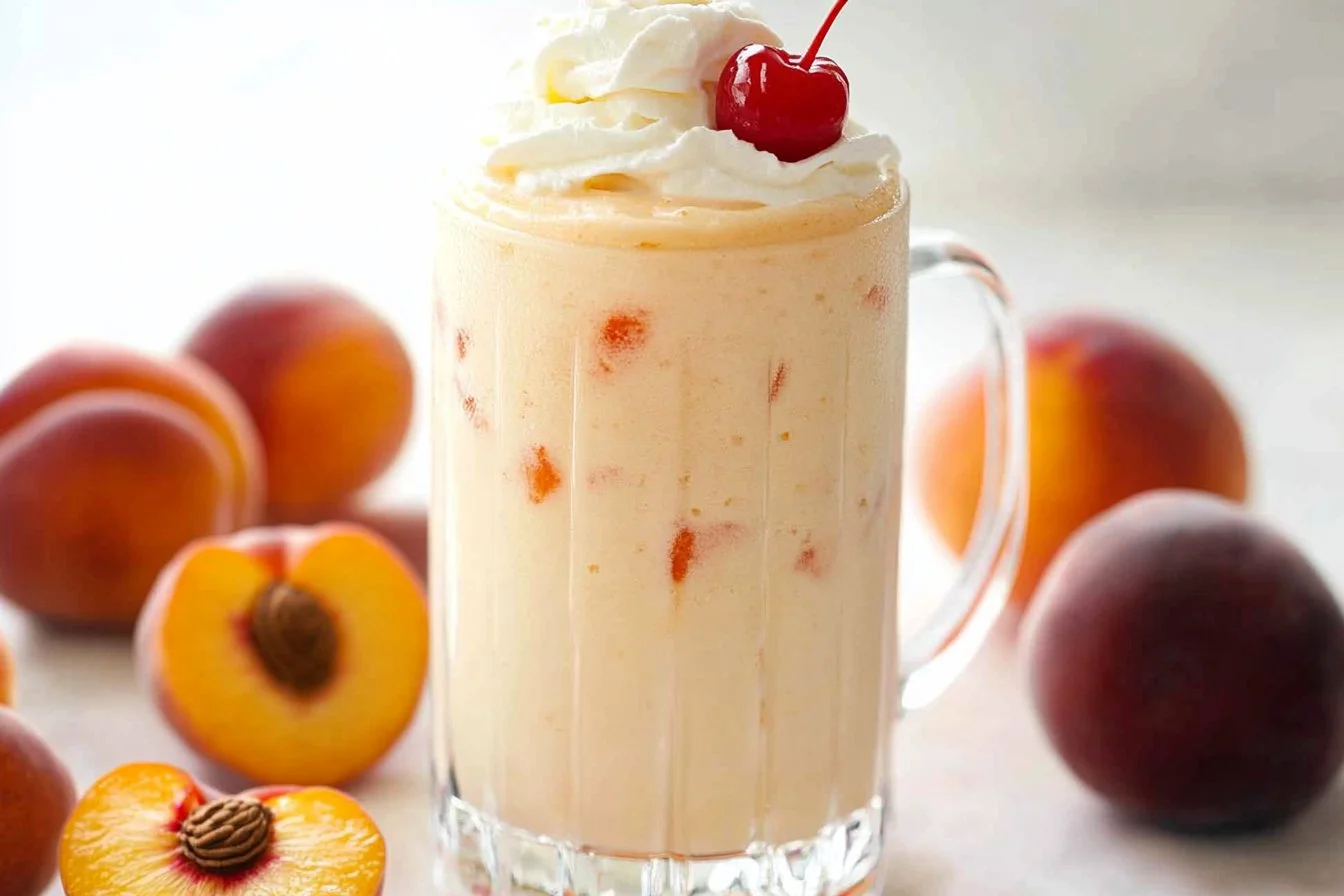 Creamy and refreshing Copycat Chick-fil-A Peach Shake served in a glass