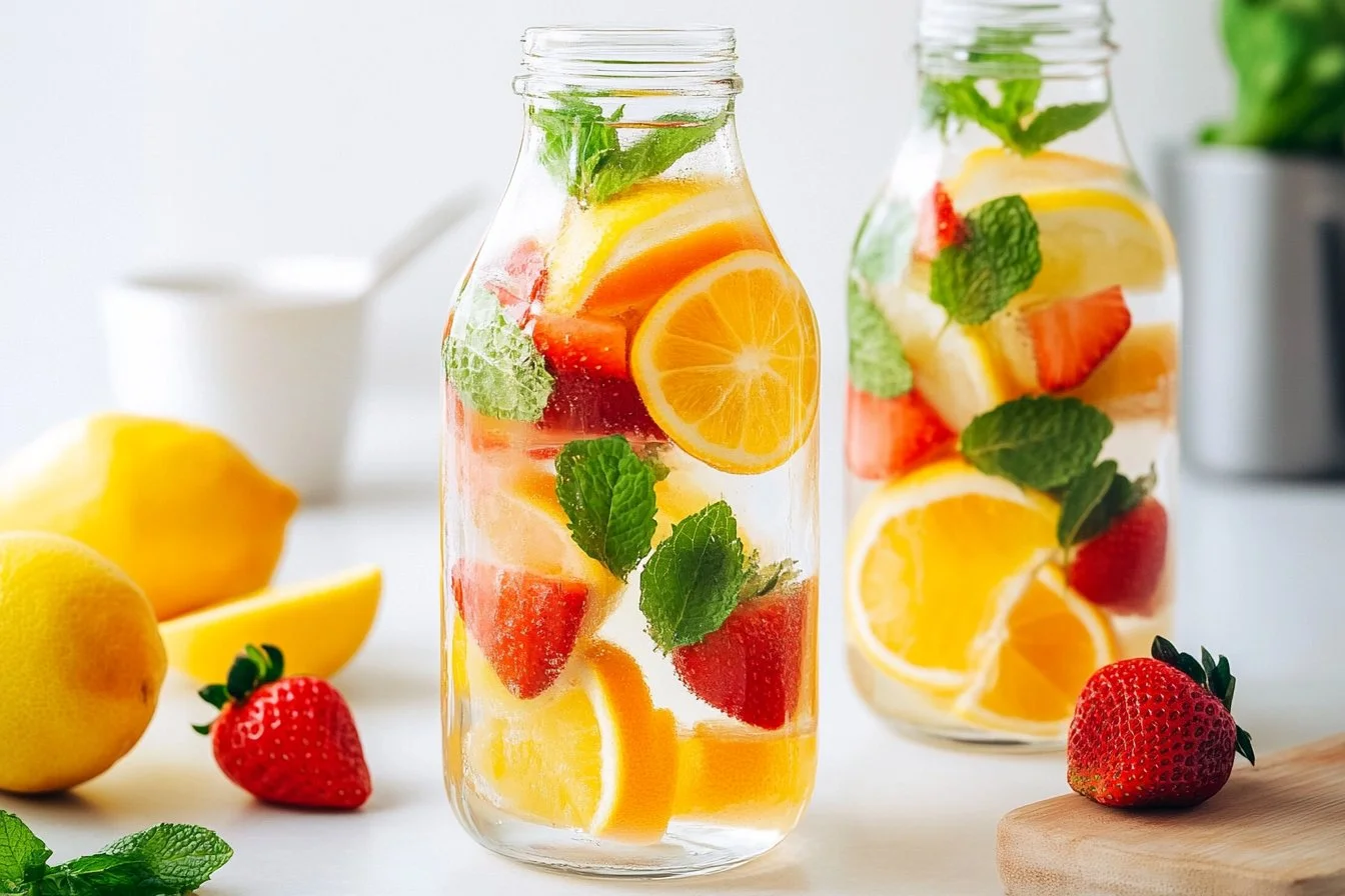 A refreshing glass of detox water with fruits for hydration and vitality