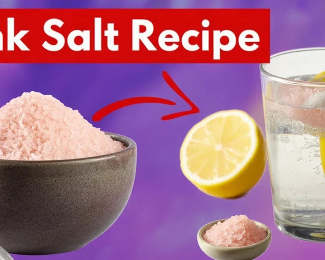 Himalayan pink salt trick recipe for weight loss with lemon and honey in a glass.