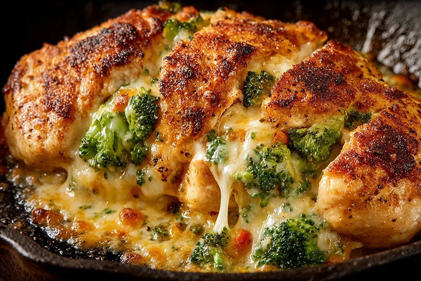 Broccoli and Cheese Stuffed Chicken Breast on a plate