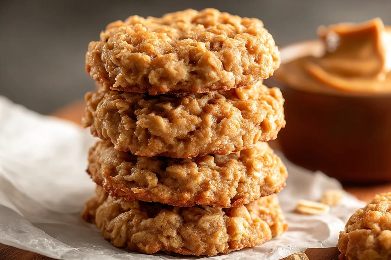 Delicious Peanut Butter No Bake Cookies on a rustic wooden table