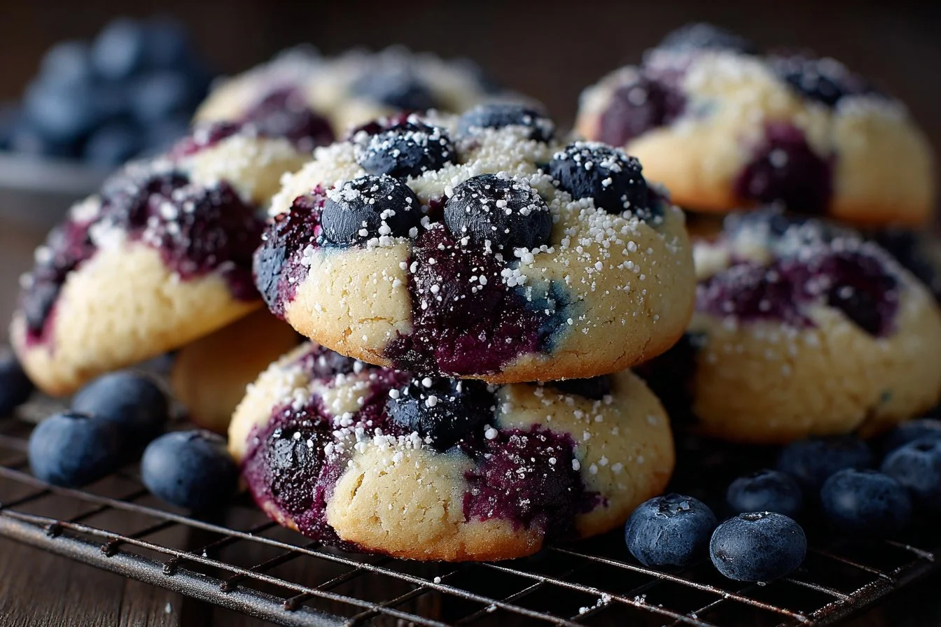 Delicious Blueberry Heaven Cookies with fresh blueberries and a golden crust