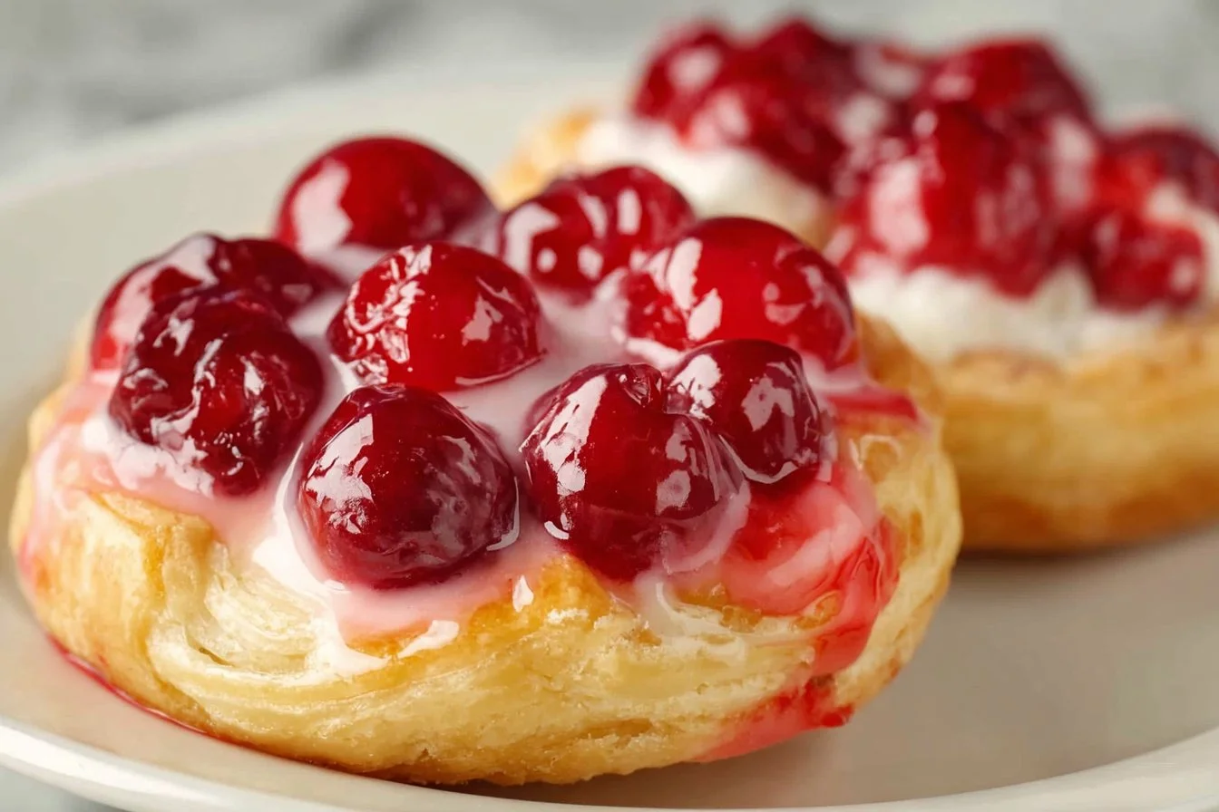 Delicious Cherry Danish pastry with a rich cherry filling and flaky crust