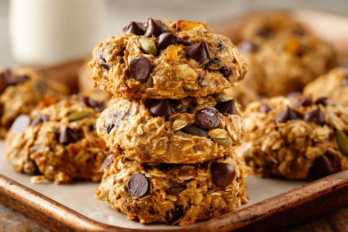 Delicious homemade breakfast cookies with oats and fruits