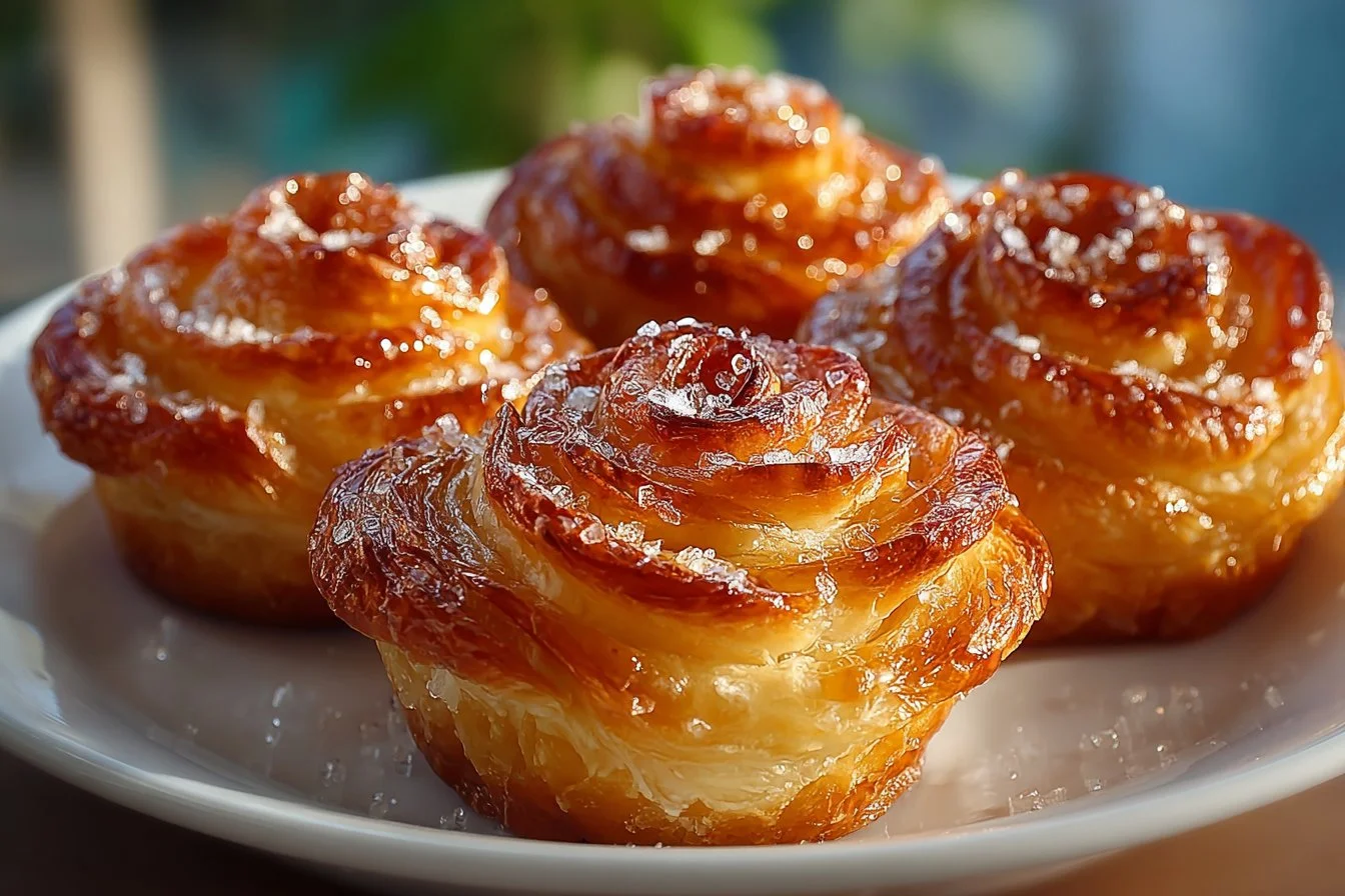 Delicious peach pie cruffins with golden crust and peach filling
