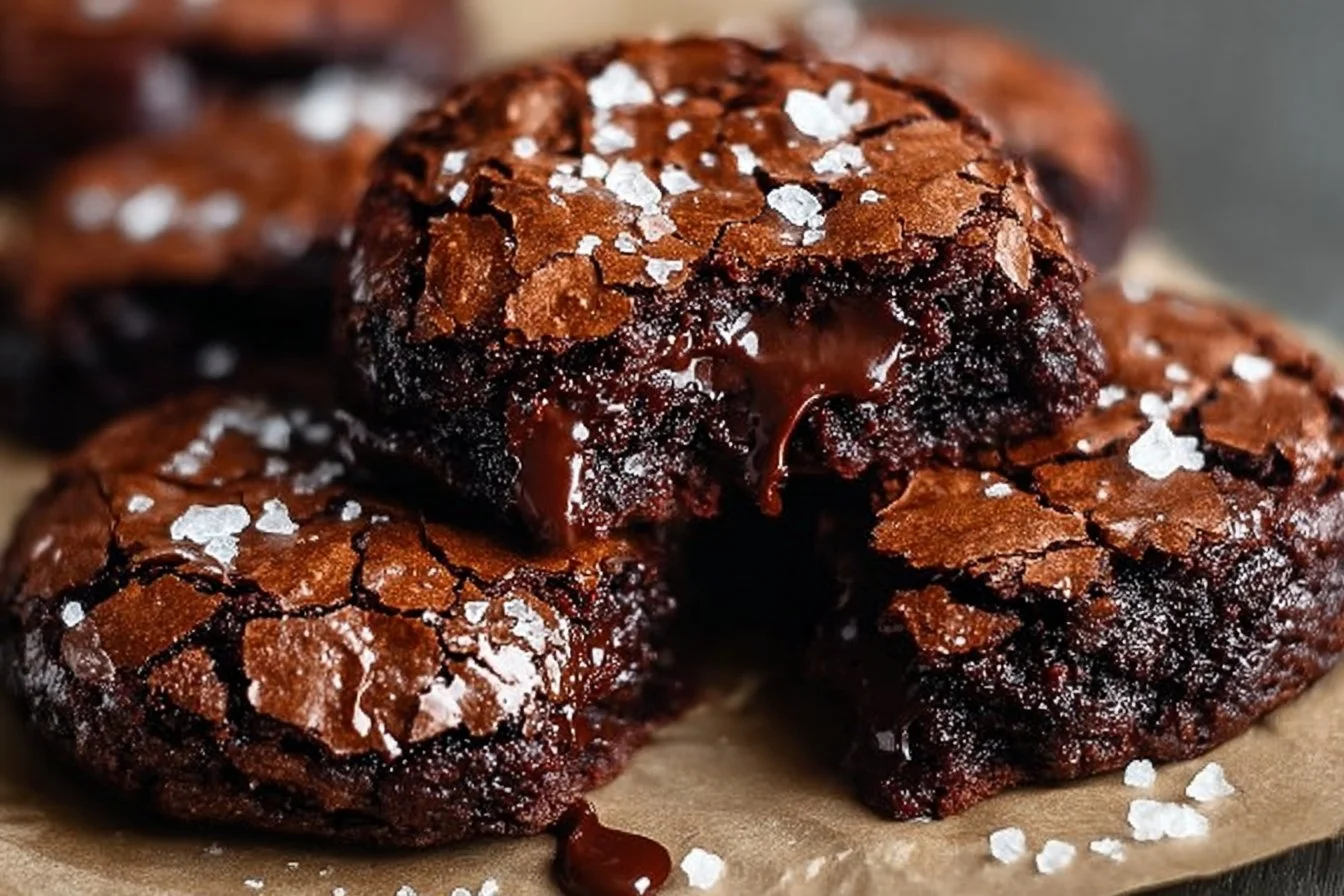 Fudgy chewy browkies on a plate, showcasing their decadent texture.