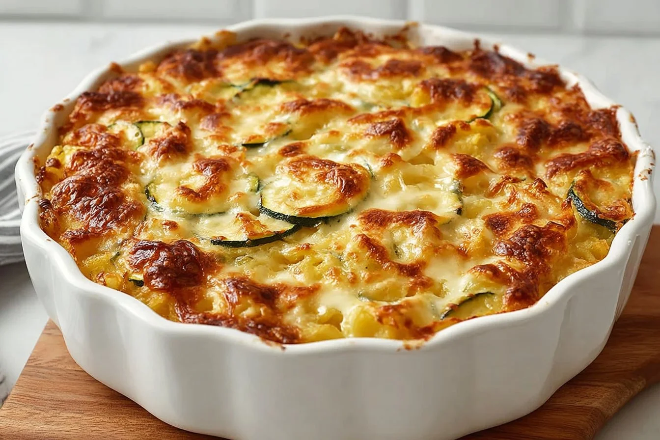 Savory garden zucchini casserole baked with fresh ingredients