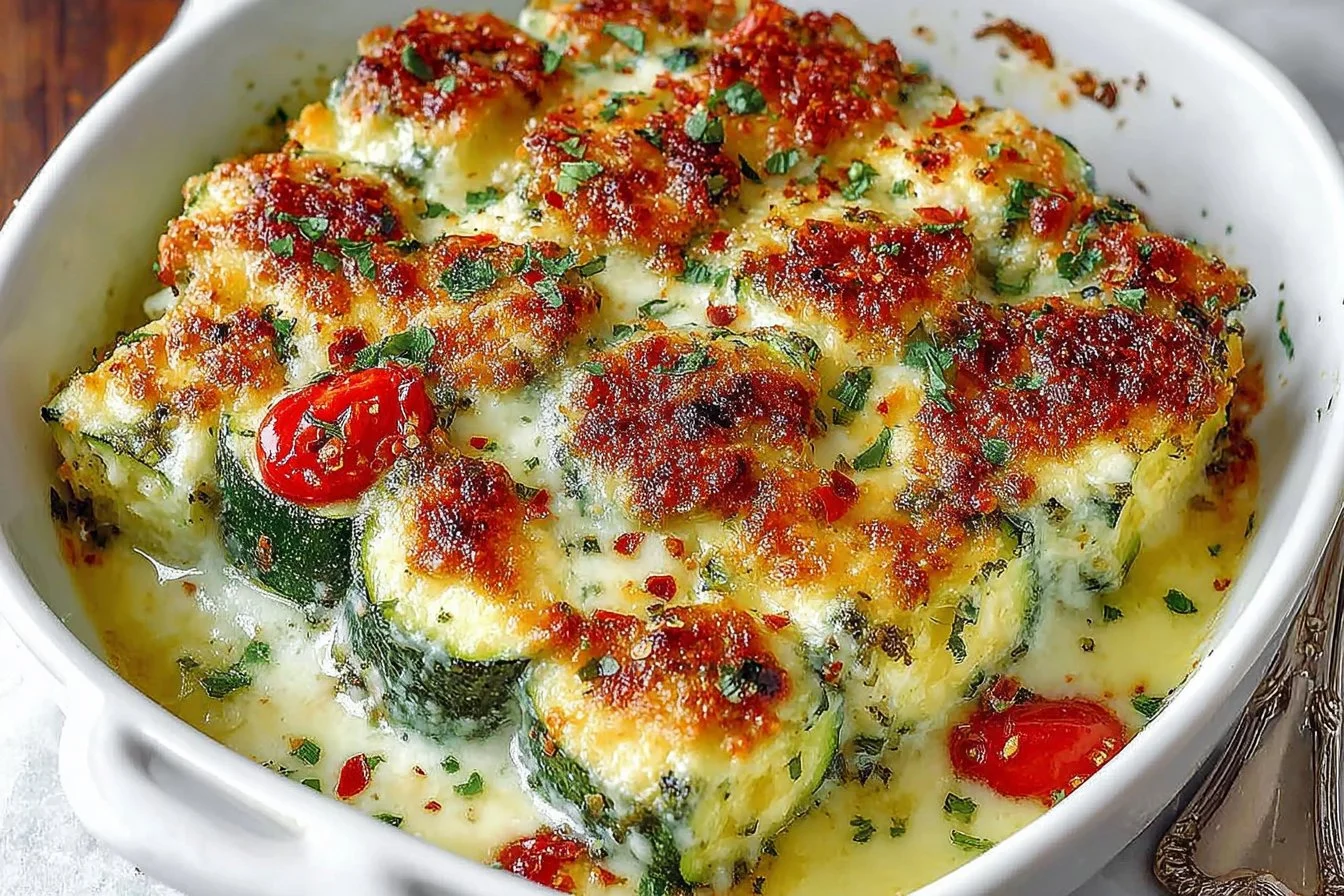 Simple baked zucchini and cheese dish from homefoodkitchen