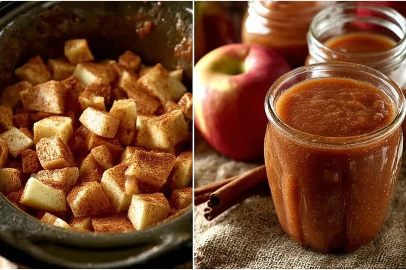 Delicious slow cooker apple butter spread on toast with fresh apples