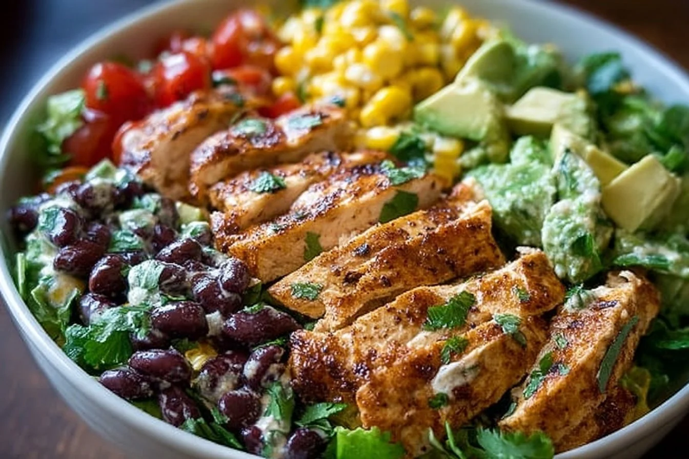 Delicious Southwest Chicken Salad Bowl with fresh ingredients and vibrant colors