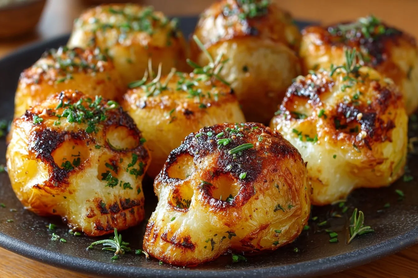 Spooky Halloween skull potatoes served in a festive setting