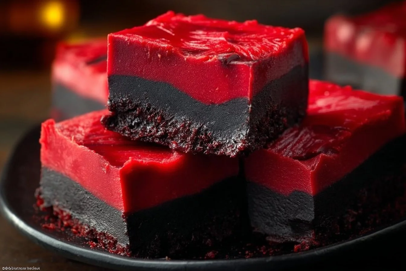 Delicious Vampire Fudge with chocolate and spooky decorations