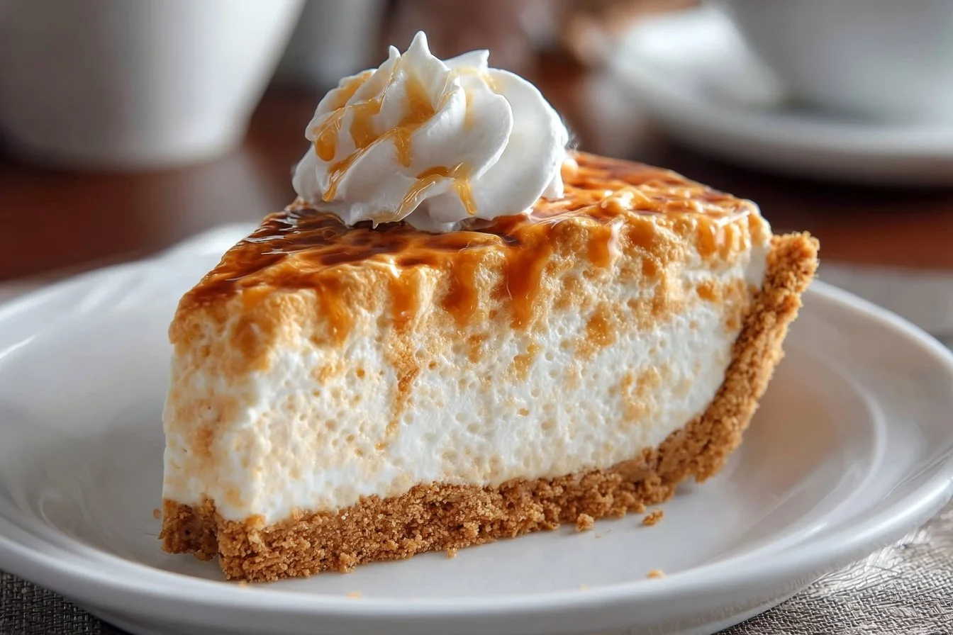 Delicious Butterscotch Cool Whip Pie served on a dessert plate