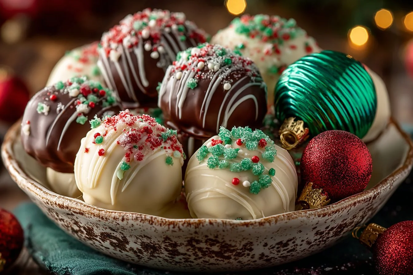 Delicious Christmas Oreo balls decorated for the holidays