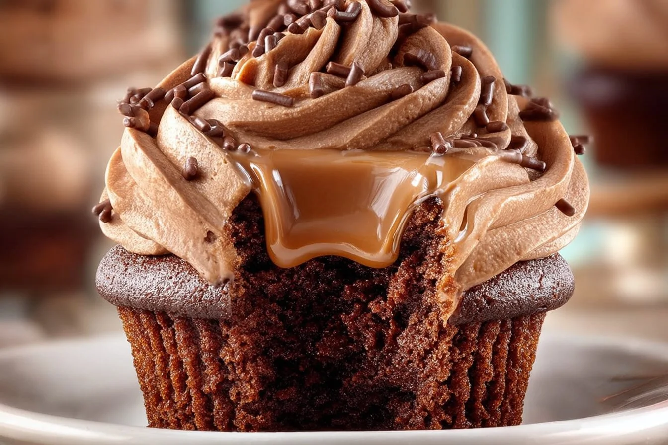 Deliciously decorated Nutella cupcakes topped with creamy frosting