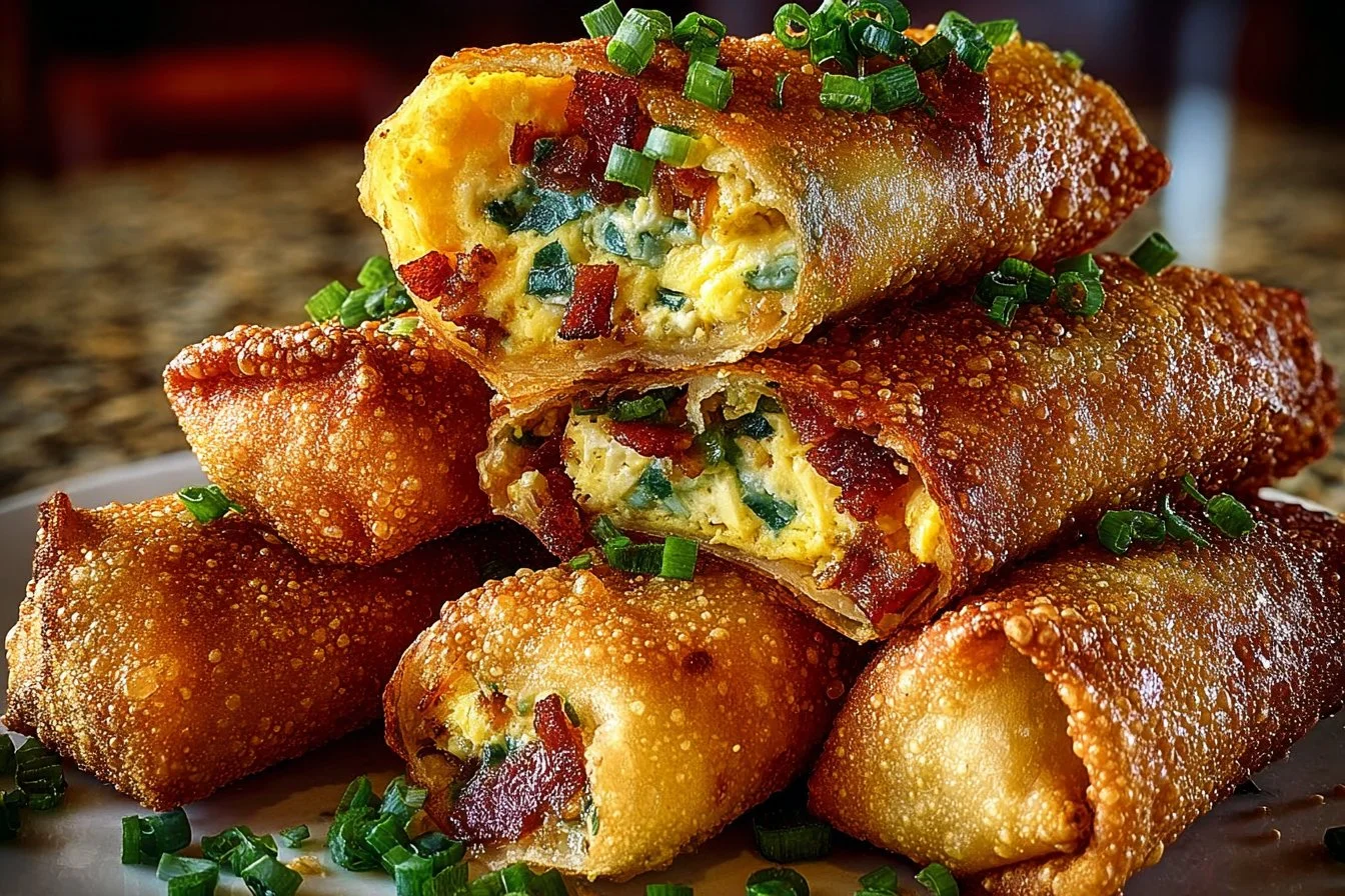 Plate of homemade jalapeno popper egg rolls with dipping sauce.