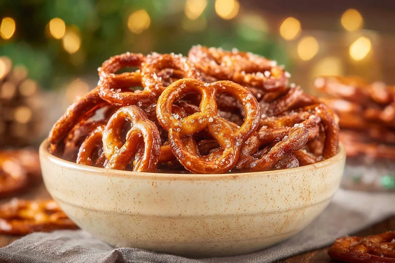 Freshly baked Cinnamon Sugar Pretzels sprinkled with sweet cinnamon sugar