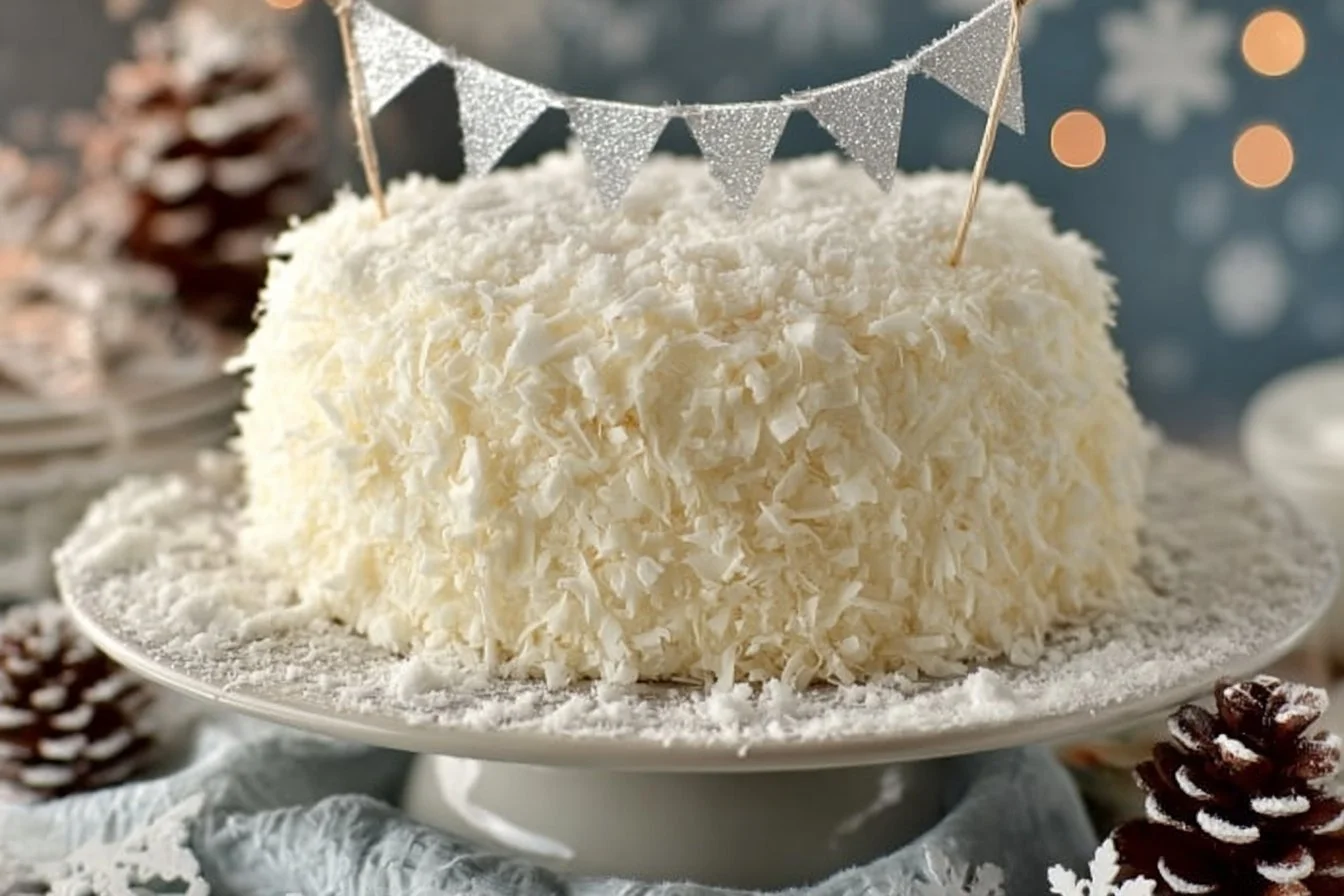 Delicious Coconut Layer Cake with fluffy layers and coconut frosting