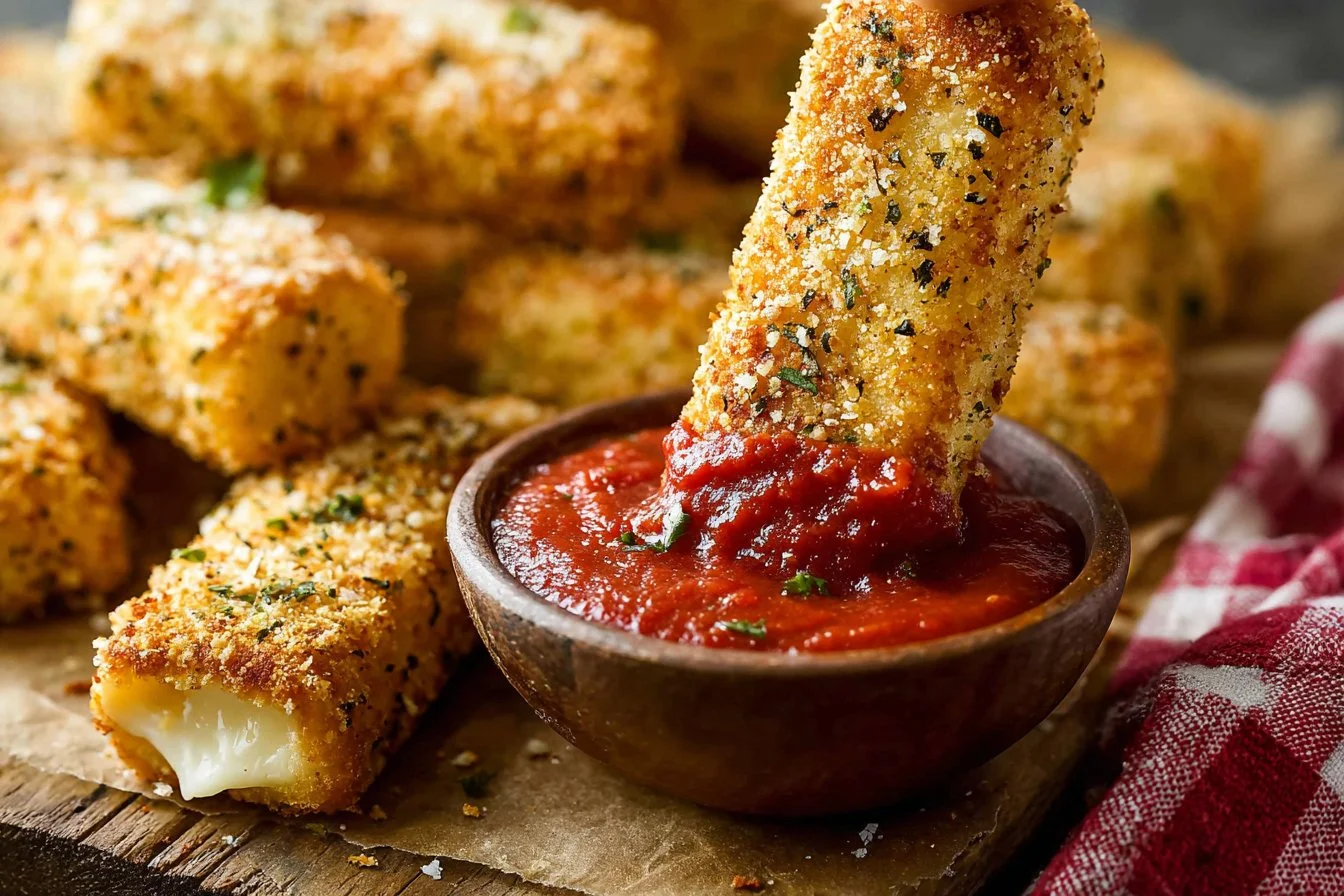 Homemade Pizza Hut breadsticks served with marinara sauce